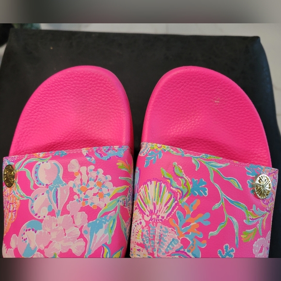 Lilly Pulitzer Cabana slide pink isle shell me something good 10M - Picture 5 of 8